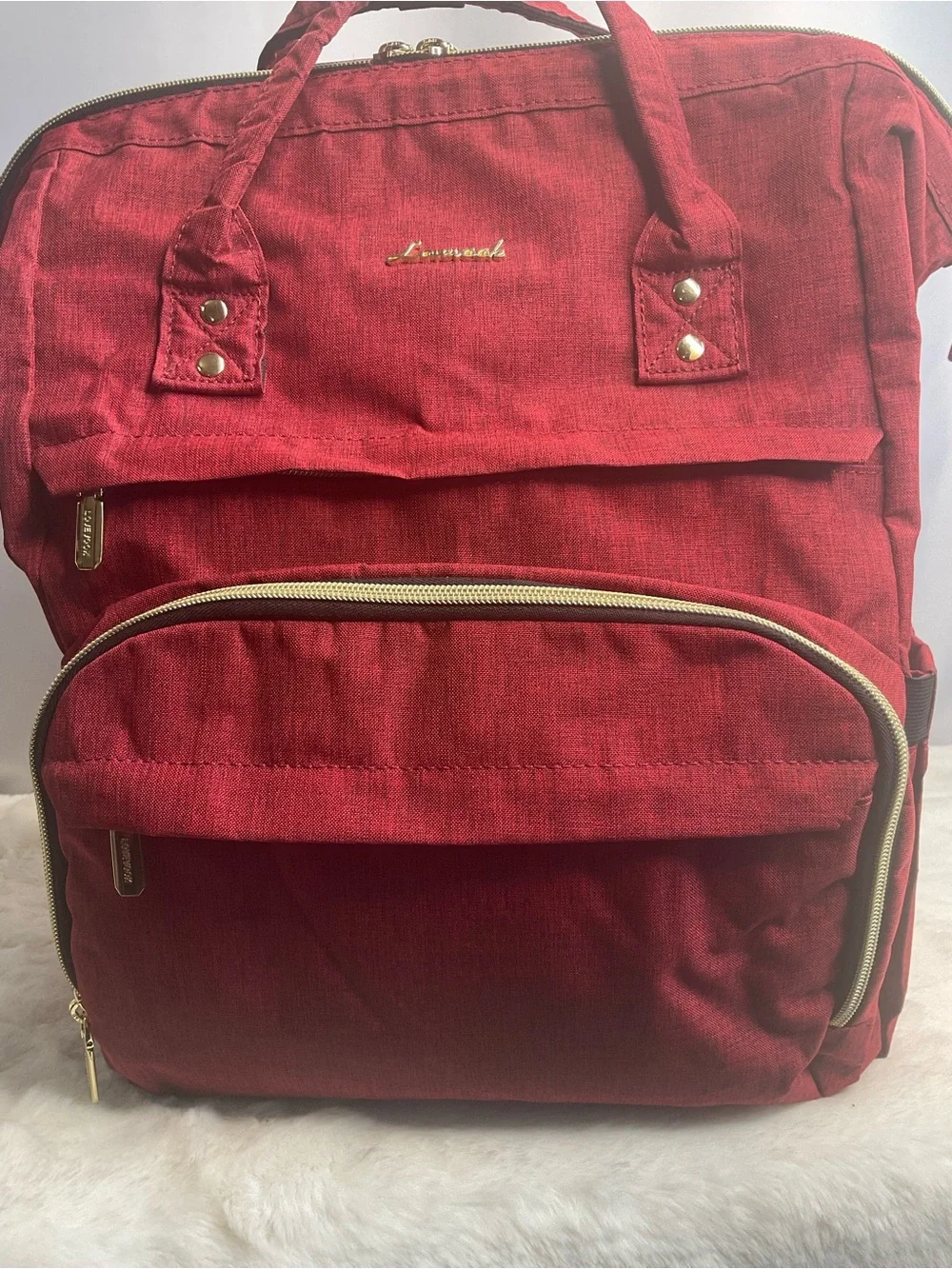 LOVEVOOK Red Travel / Diaper Backpack – Multi-Compartment Laptop & Mom Bag
